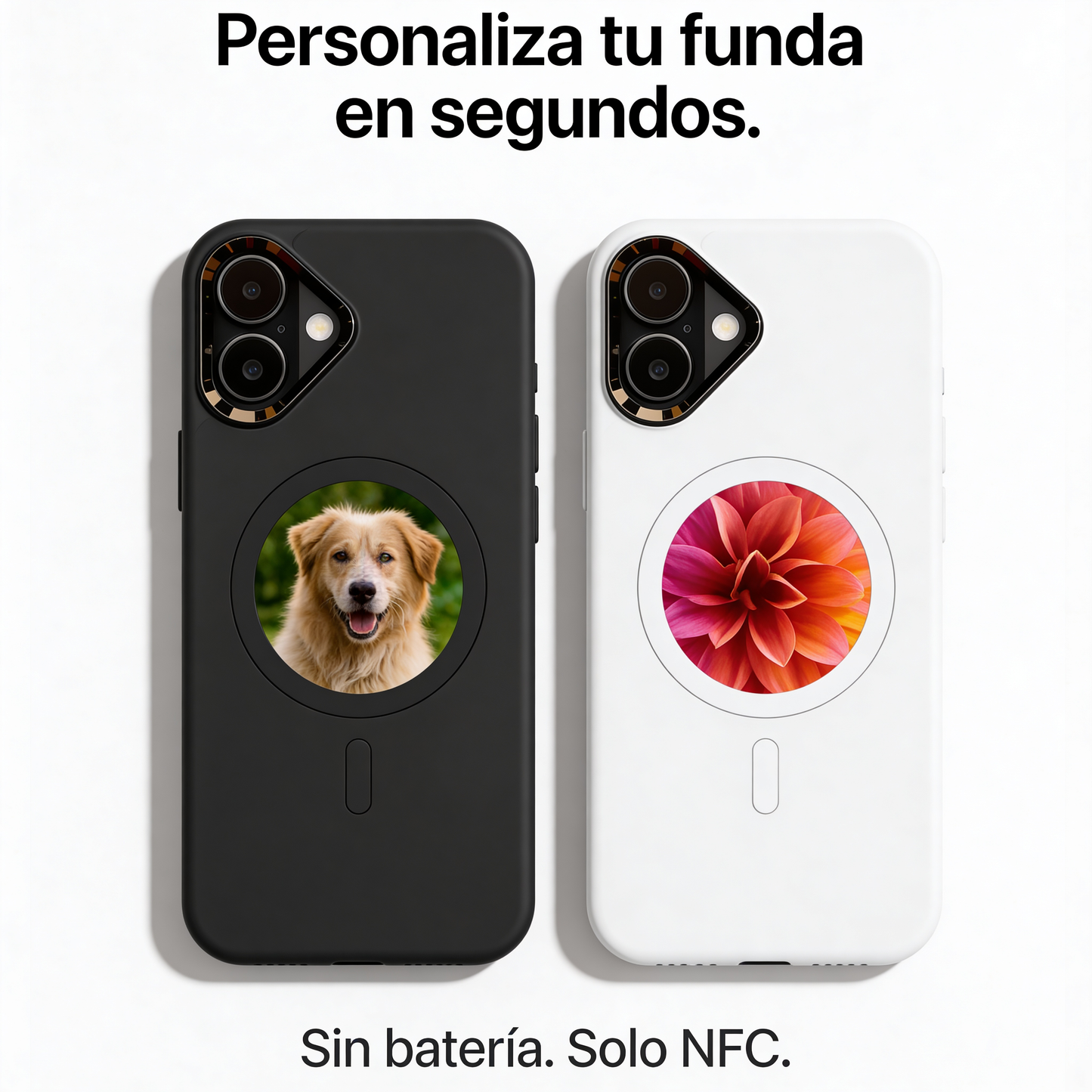Funda iPhone DreamCase pantalla NFC personalizable color negro estilo minimalista